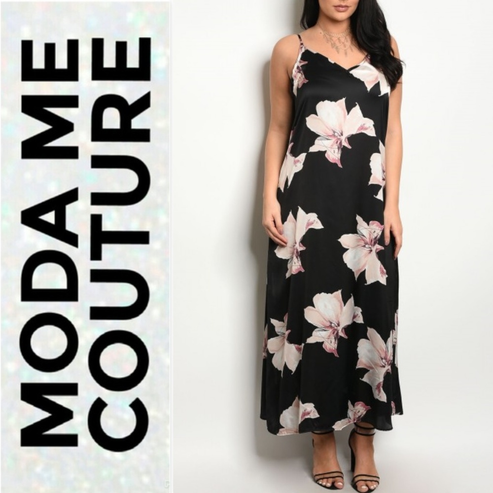 💋LAST CHANCE💋 PLUS FLORAL PRINT MAXI SLIP DRESS - Picture 4 of 4